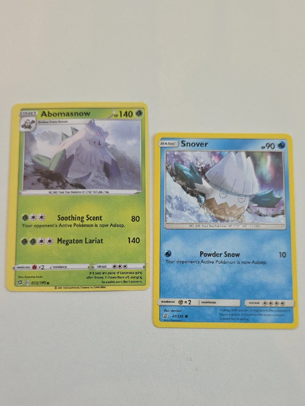 Pokemon Abomasnow And Snover Trading Cards